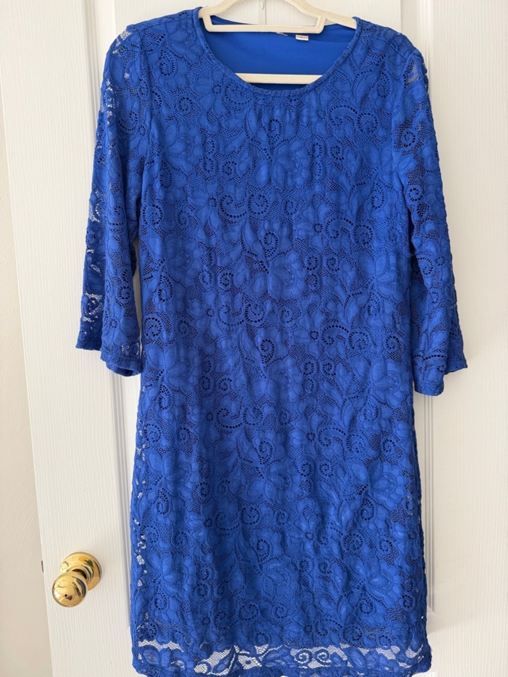 Classic Lace Shift Dress in Royal Blue